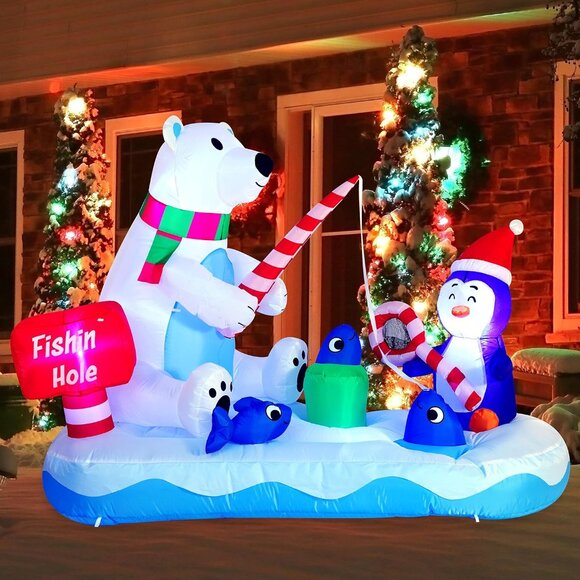 🆕6 FT Christmas Inflatable Fishing Bear Outdoor Yard Garden Decoration - Picture 11 of 11